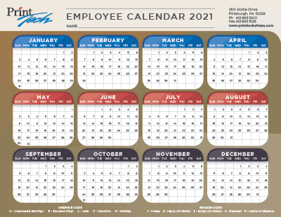Picture of Print Tech Employee 2021 Calendar