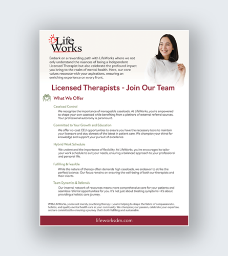 Show details for Downloadable Therapist Hiring Flyer - LifeWorks