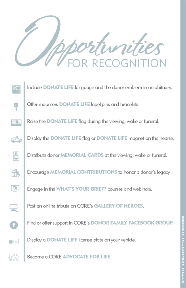 Show details for Honoring Donors a Guide for Donor Families