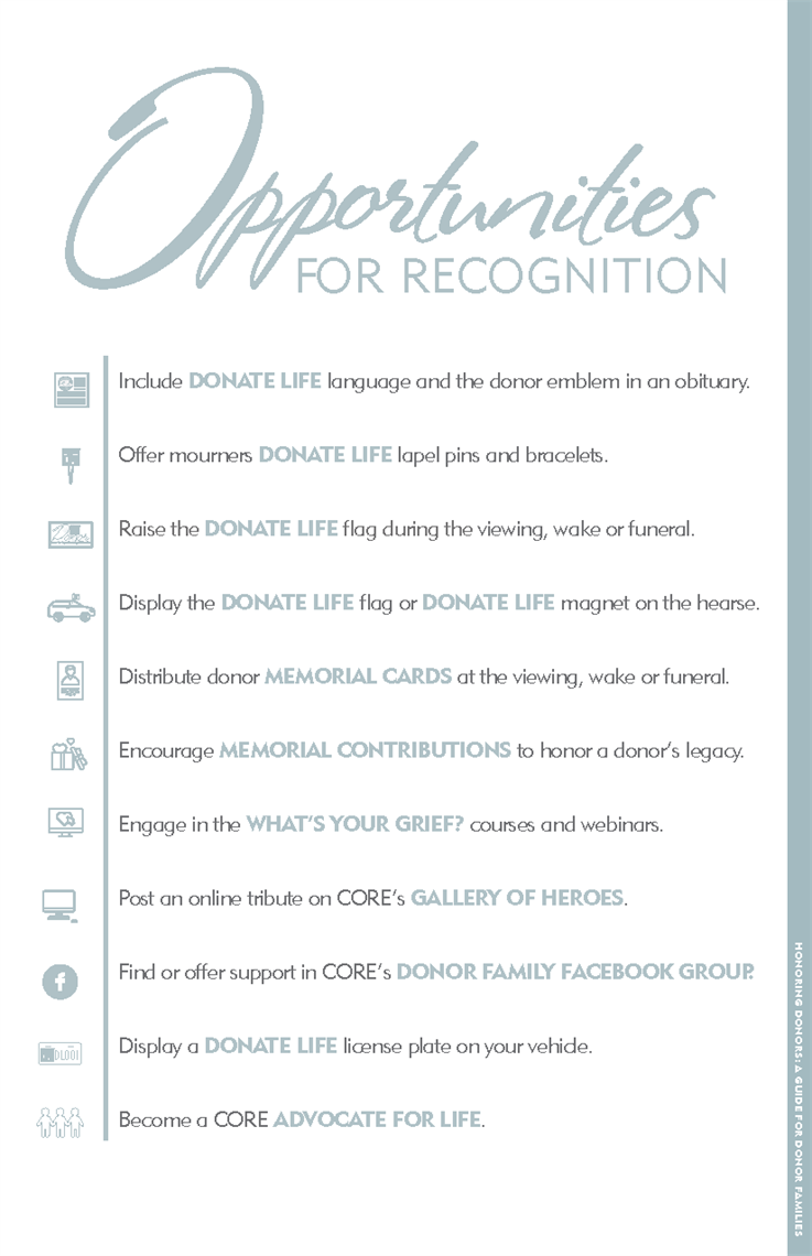 Picture of Honoring Donors a Guide for Donor Families