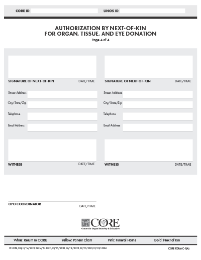 Show details for Authorization Form by Next of Kin- Four 4 part NCR forms Page 4