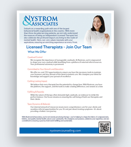 Show details for Downloadable MN Licensed Therapist Hiring Flyer