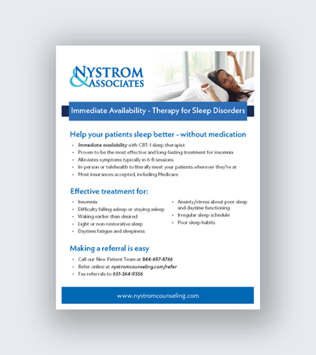 Show details for Downloadable MN Referral  Insomnia Therapy Flyer