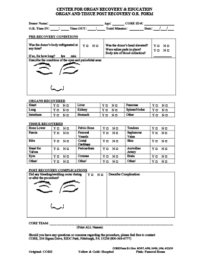 Picture of Post O.R. Form E-1